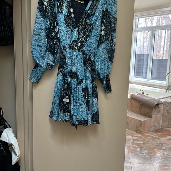 Elegant Blue Floral Women's Dress - Picture 2 of 2